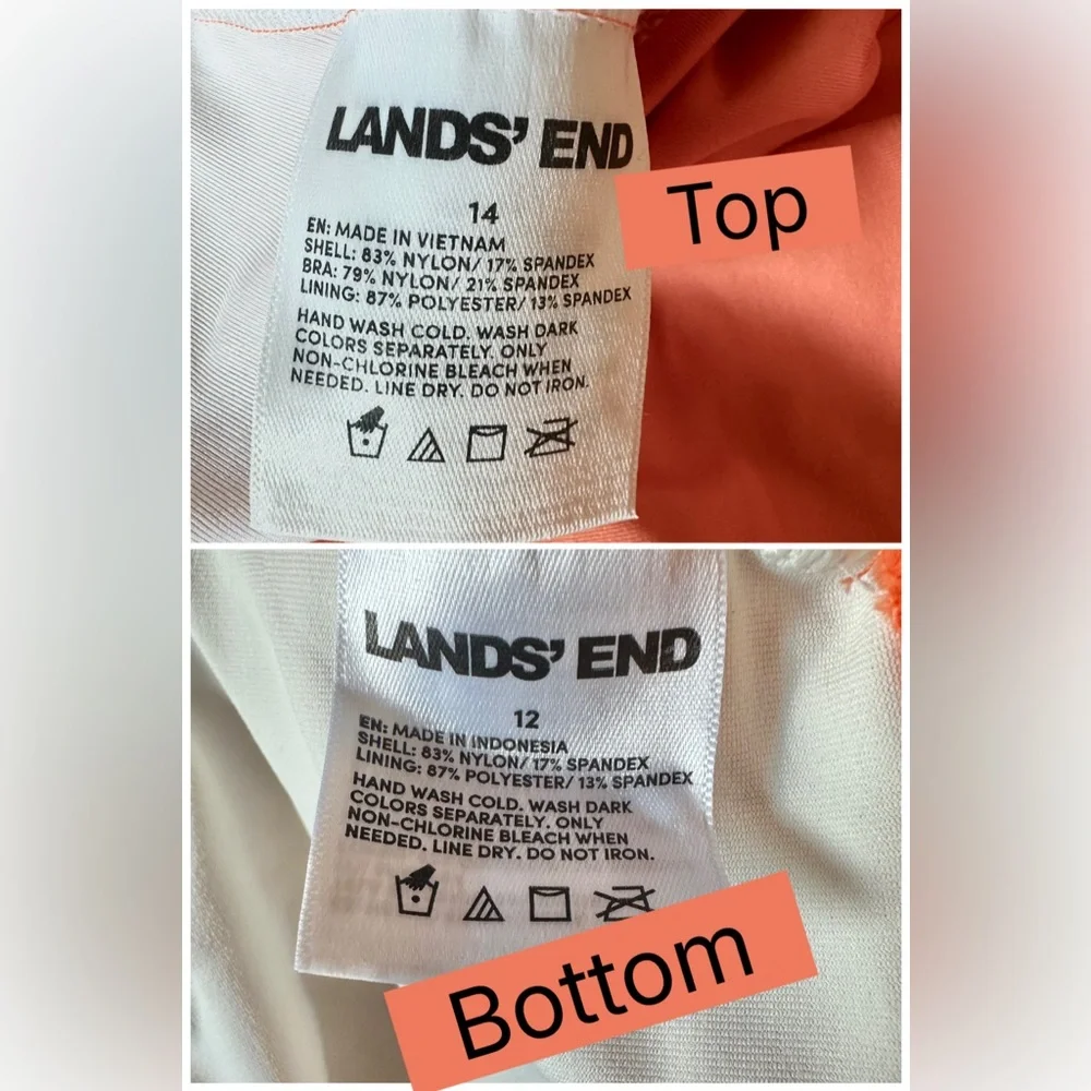 LANDS END Women’s swim skirt and tankini set, papaya orange. *Like New* 🧡 - Picture 3 of 5